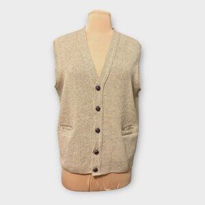 Pendleton Shetland Wool Cardigan Sweater Men's Medium Beige Ribbed Vintage EUC